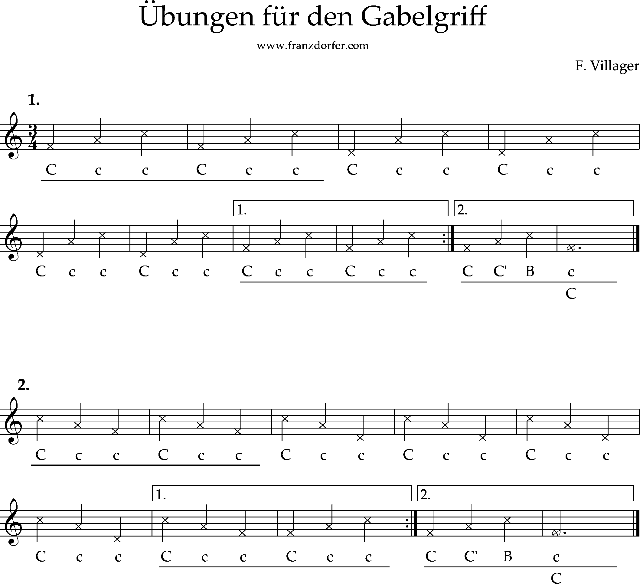 Übungen für den Gabelgriff auf der Steirischen-3.Reihe
